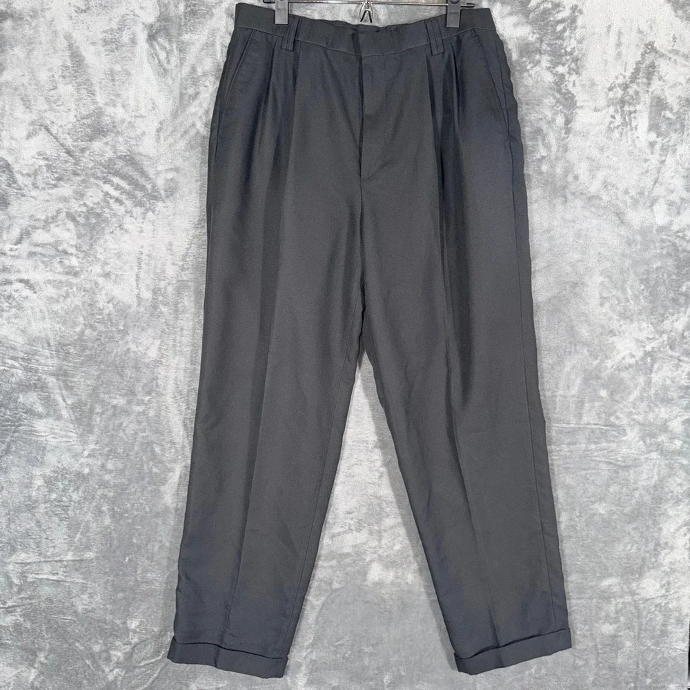 Greg Norman Collection Mens Golf Pants 34x30 Black Pleated Slacks - Picture 2 of 6